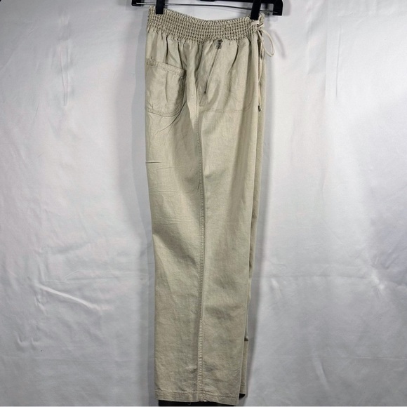 Women’s Linen Casual Cream Trousers - Picture 6 of 7